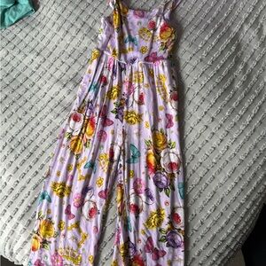 Posh Peanut Lavender Floral & Butterfly Jumpsuit with Yellow and Teal Accents